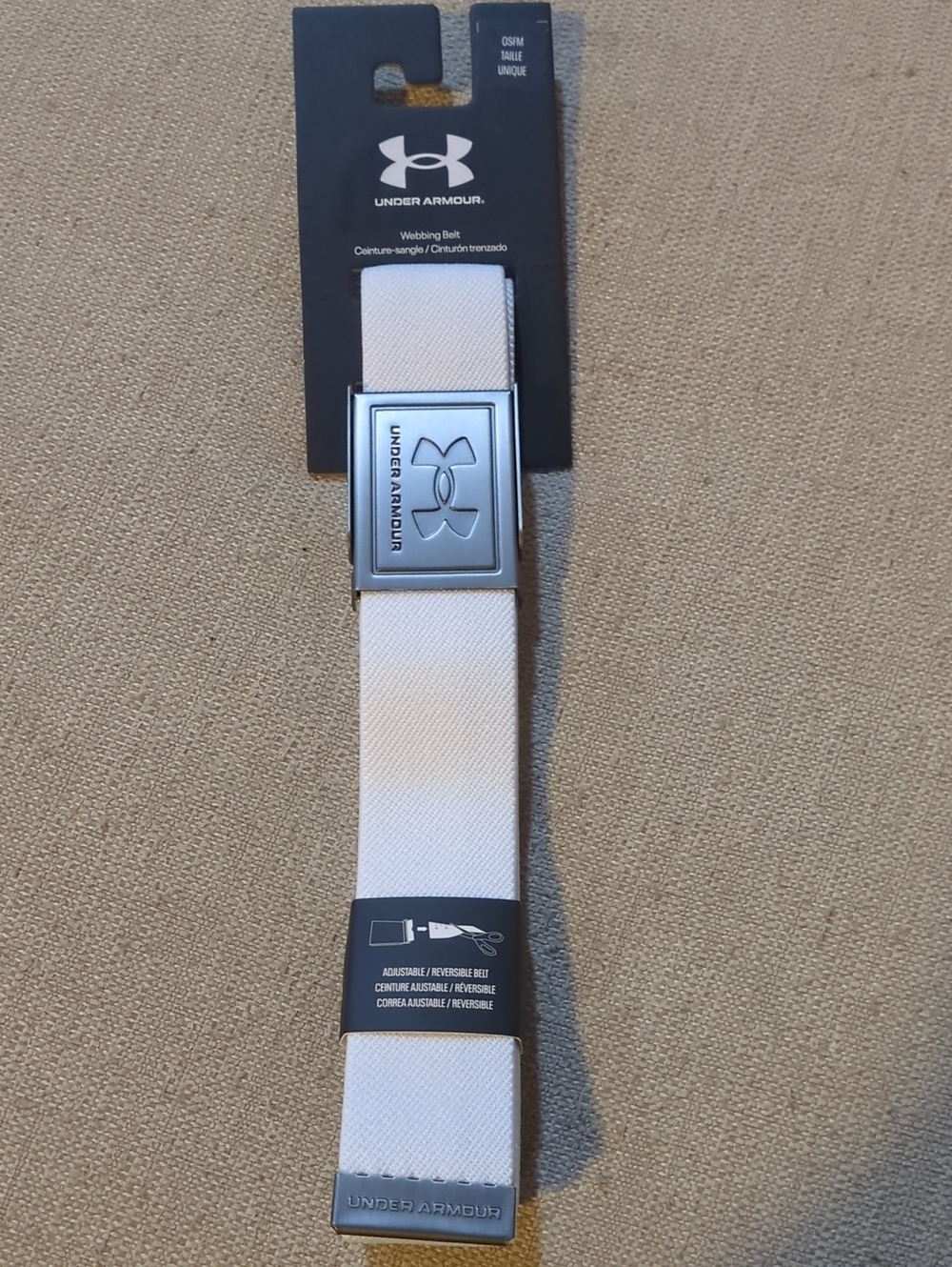 Under Armour White Webbing Belt with Brushed Buckle OSFM